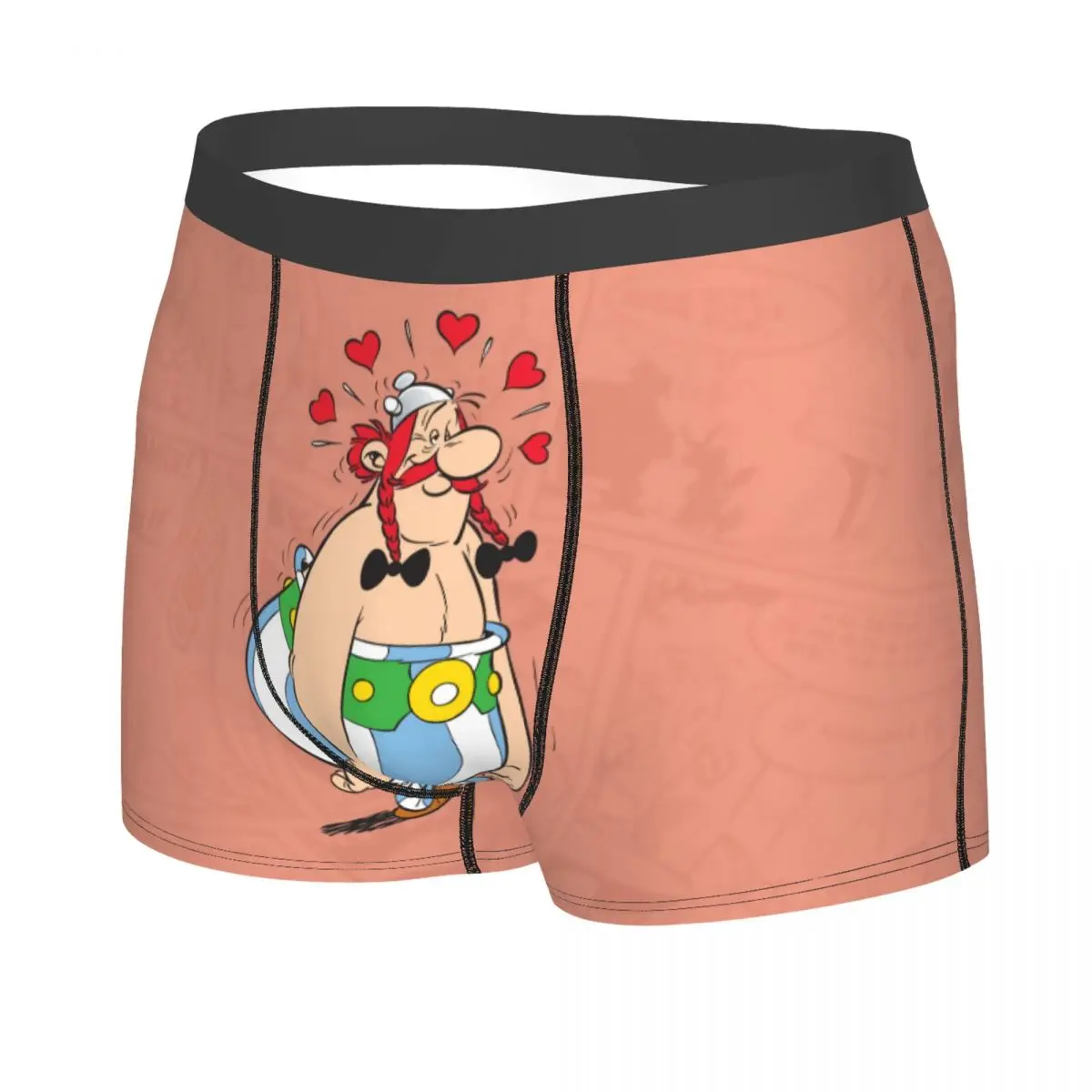 Custom Male Fashion Asterixs And Obelixs Adventure Comic Underwear Boxer Briefs Stretch Shorts Panties Underpants