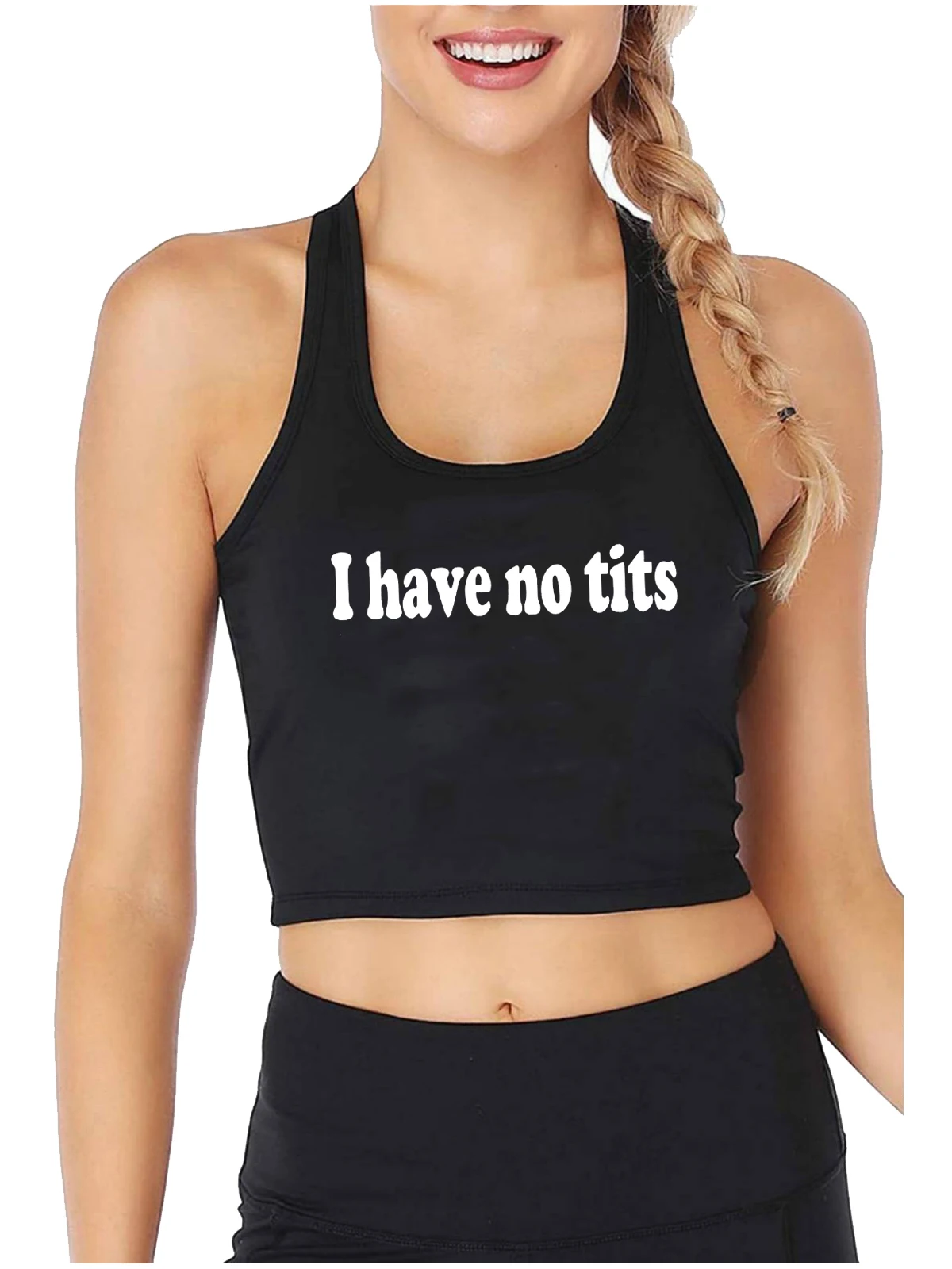 I Have No Tits Design Sexy Slim Fit Crop Top Hotwife Humor Flirty Style Tank Tops Swinger Funny Naughty Training Camisole