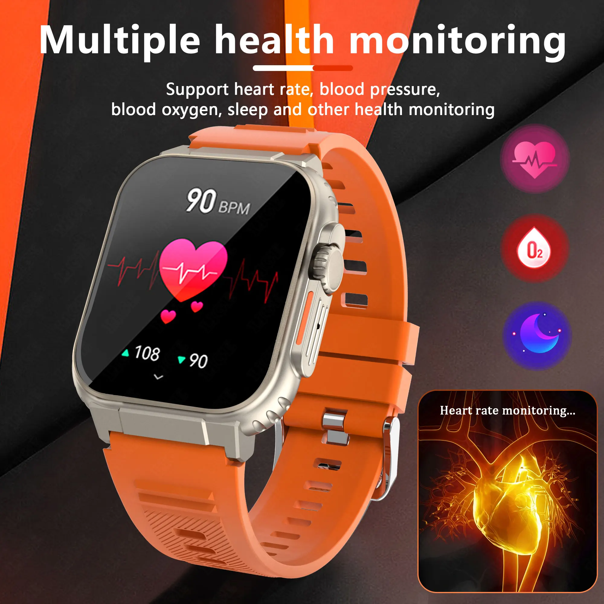 LIGE Smart Watch Men 1.96 HD Screen 600mAh Long Standby Watches For Xiaomi Huawei Heart Rate Blood Oxygen Sport Smartwatch Women