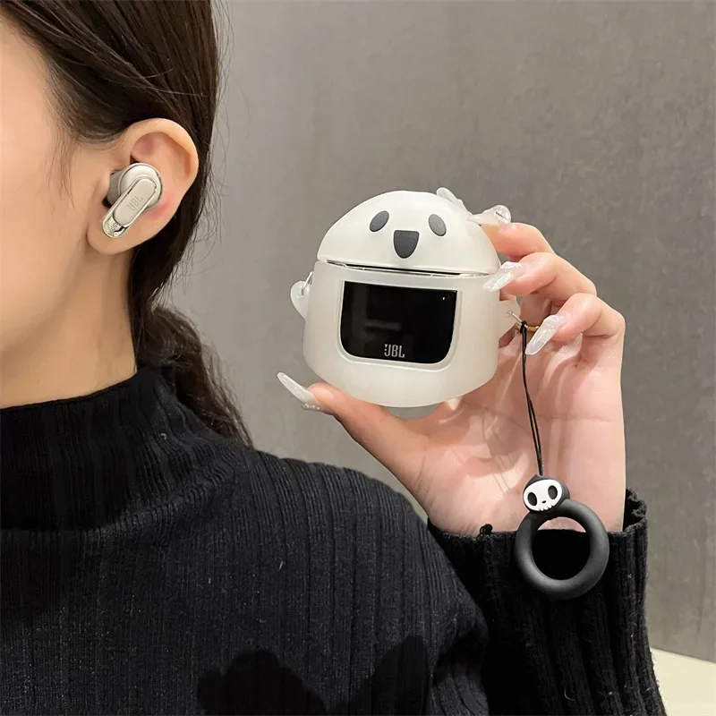 1pc For JBL TOUR PRO2 New Protective Cover with Ring,Cute Funny Creative Ghost Design Silicone Earphone Case For JBL TOUR PRO 2