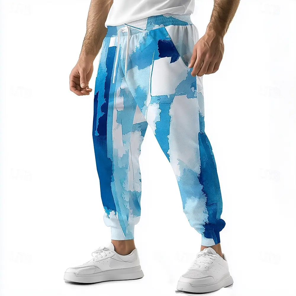 

Men's 2025 Sweatpants,Abstract Gradient Color Graphics Polyester Joggers, Slim Fit Casual Lounge Pants with Pockets, Streetwear
