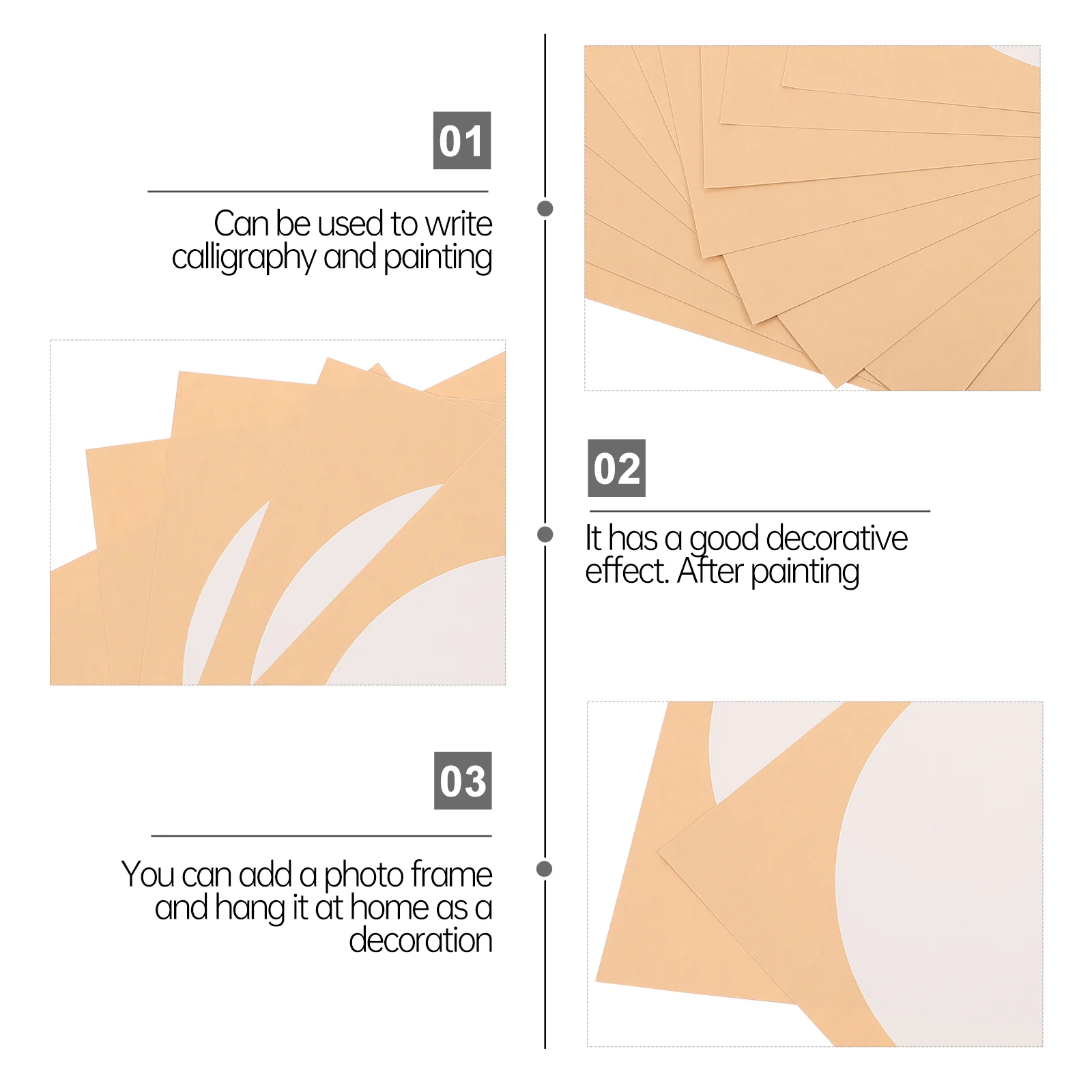 10 Sheets Calligraphy Practice Paper Fan Rice Round Card Papers Jam Bamboo Pulp