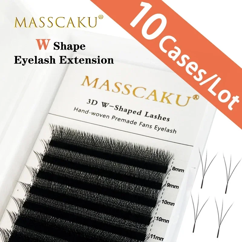 

MASSCAKU sell 10cases/lot 12 line false mink eyelashes 8-15mm & mix length beauty 3D 4D premade fans false WW eyelash extensions