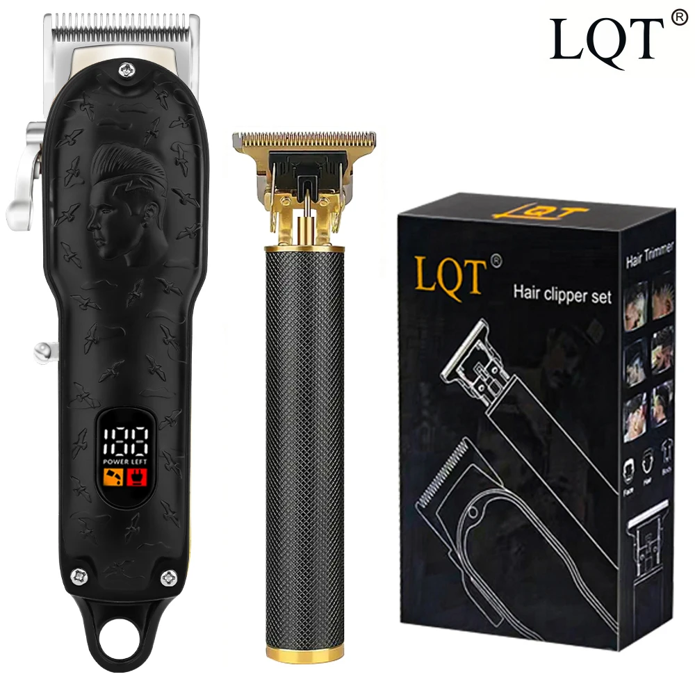 LQT300-Tondeuse à cheveux professionnelle noire pour homme, longueur réglable, développement USB, affichage numérique, tondeuses électriques domestiques