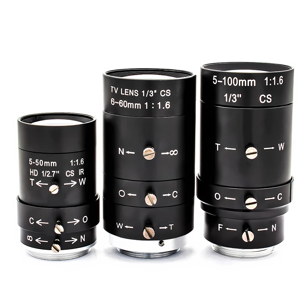 HD 3Megapixel Varifocal Lens CS Mount  5-50mm/6-60mm/5-100mm Manual Zoom Industrial Lens For CCTV Surveillance Security Cameras