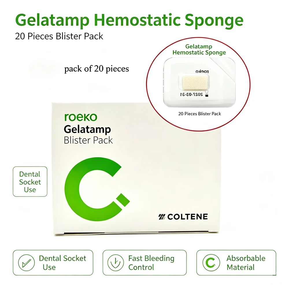 Dental Absorbable Hemostatic Gelatin Sponge Gelatamp Coltene Roeko  Sterile Independent Pack for Oral Surgery Tooth Extraction