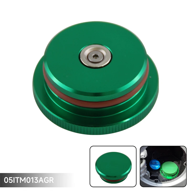 Aluminum Diesel Fuel Tank Cap Cover fit for 2013-2018 Dodge Ram 2500 3500 Cummins Black/Green