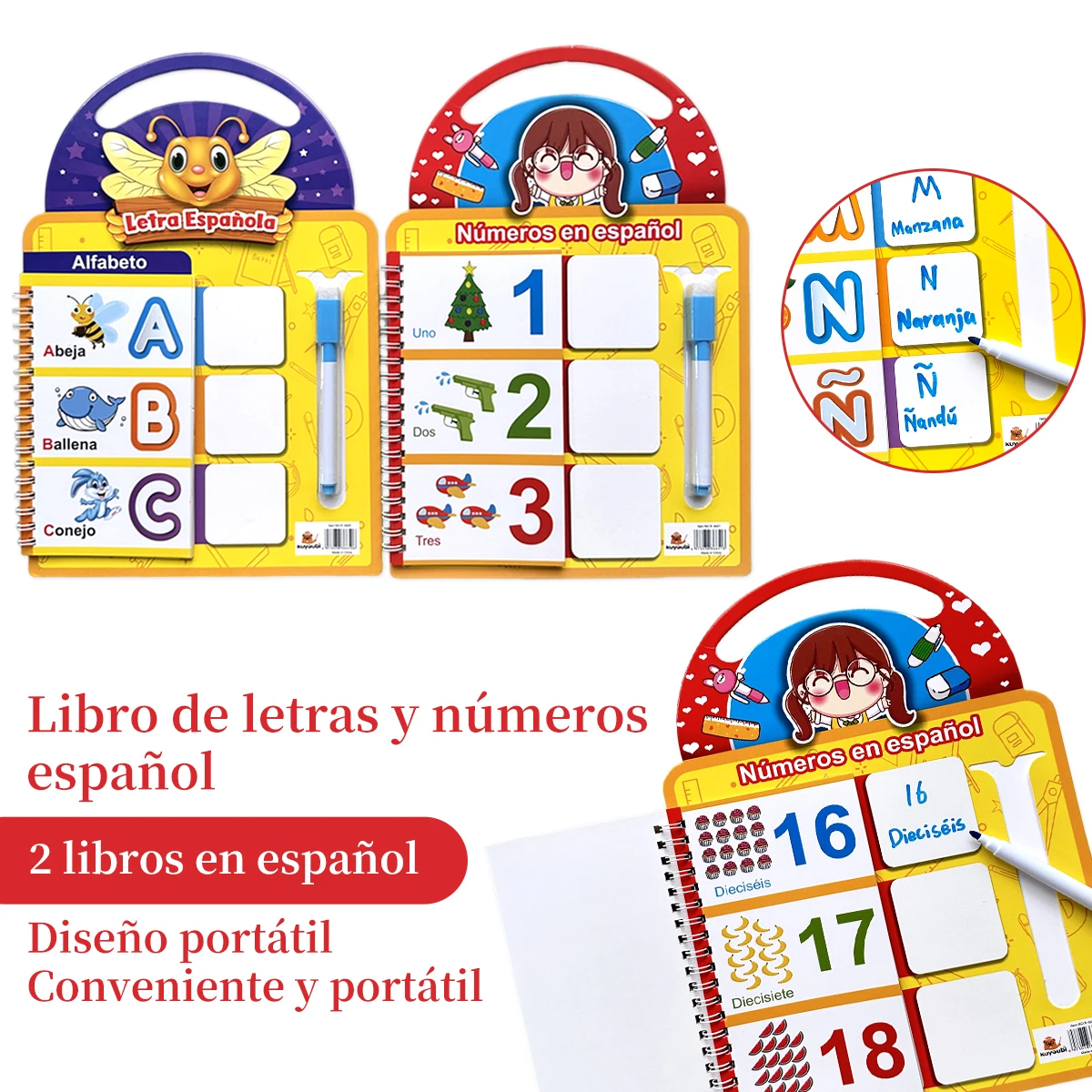 Libro de Escritura para Bebés en Español - Aprende a Escribir Palabras y Números con un Bolígrafo, Libro Educativo para Niños Pequeños