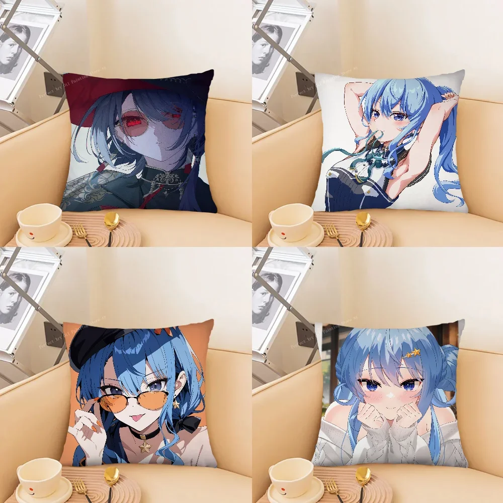 Suichan Hoshimachi Suisei Animation H-Hololive Pillow Case Square Pillow Bedroom Sofa LeisureCarLivingRoom Home Decoration 40X40