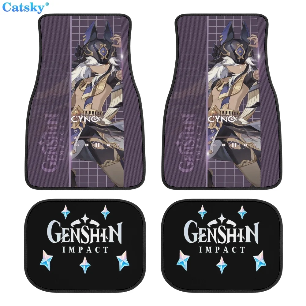 Genshin Impact anime Car Floor Mats Universal Front/Rear 4 Pieces Interior Accessories Rug Car SUV Truck Floor Mats Rubber 2