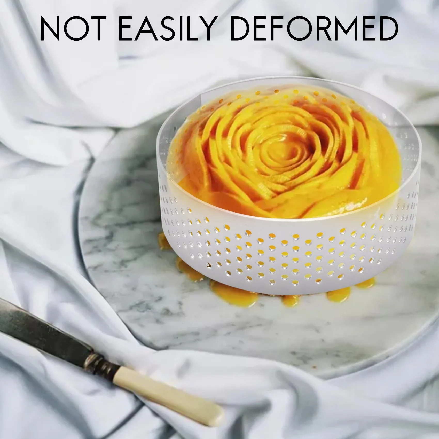 스테인레스 스틸 타르트 링, 열 천공 케이크 무스 링, 라운드 더블 롤 타르트 링, 금속 몰드 6cm, 8 개