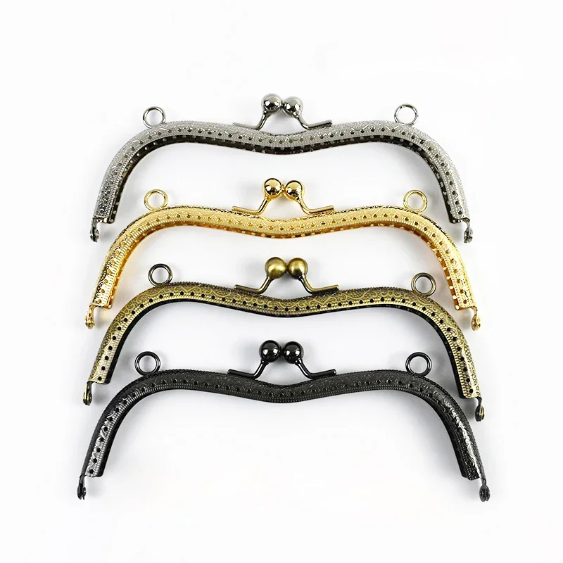 1/2/3Pcs 19cm Embossed Metal Handle Bags Purse Frame Kiss Clasp Handbag Wallet Clourse Clip DIY Sewing Brackets Bag Accessories