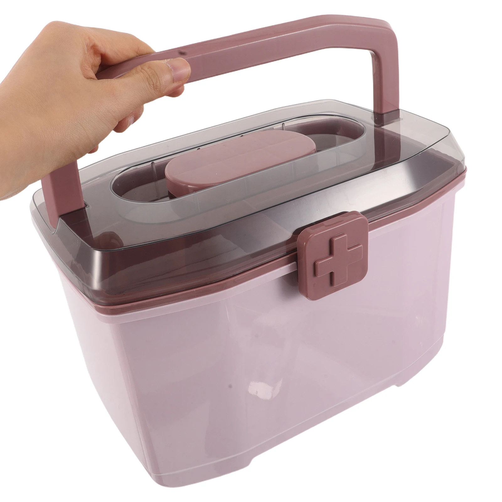 

Plastic Medicine Storage Box with Handle Multi Compartment Organizer for Home Office Travel Pill Bottle Kit Case