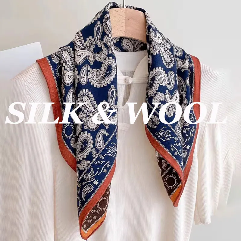 

Модный 70% шерсть 30% натуральный шелковый шарф для женщин, шали, платки, новые шарфы, квадратный женский хиджаб из пашмины, бандана, платок