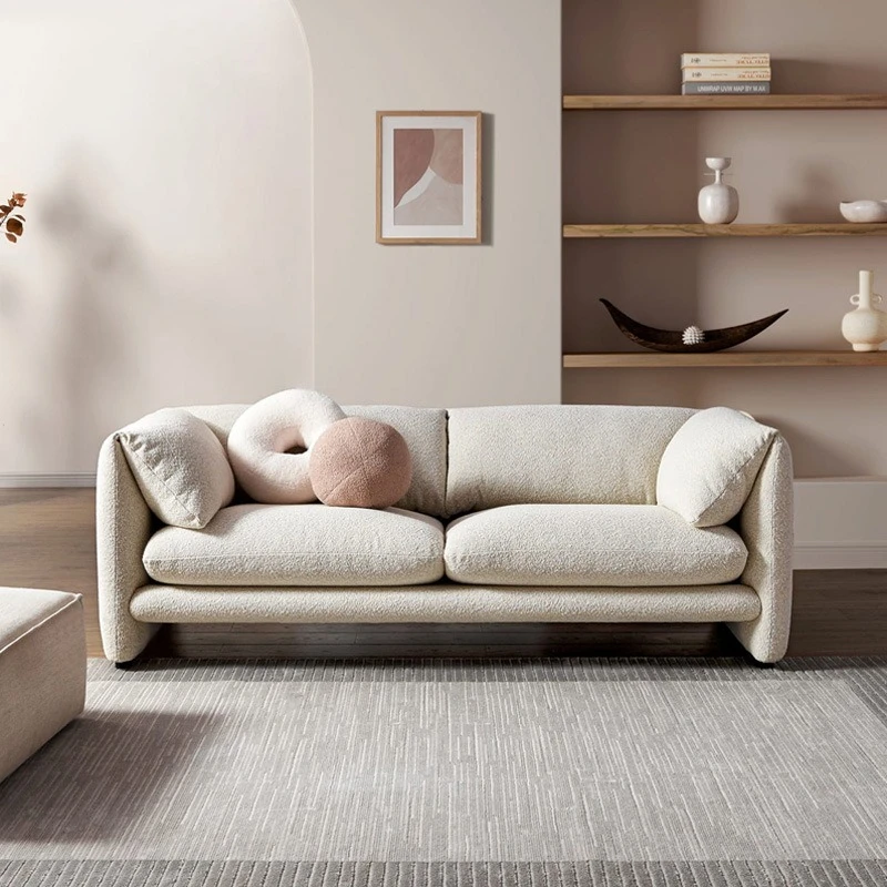 

Italian minimalist wabi-sabi wind lamb wool dismantling and washing three-person sofa
