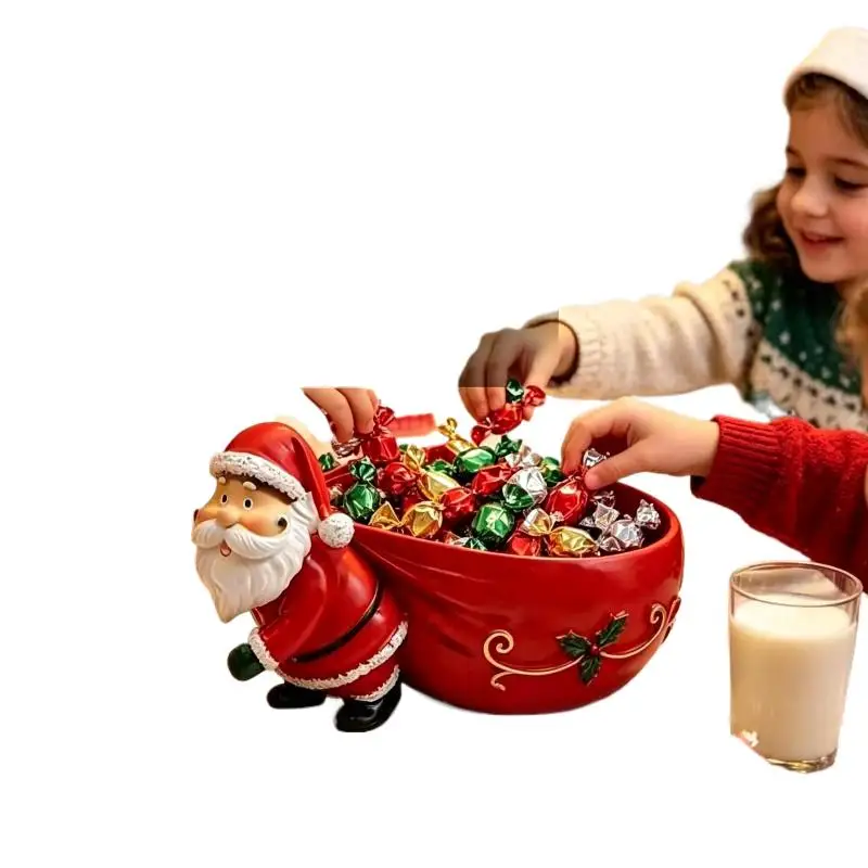 [H] Christmas Santa Claus Resin Storage Bowl Handcrafted Design Holiday Table Decor Candy Snack Holder