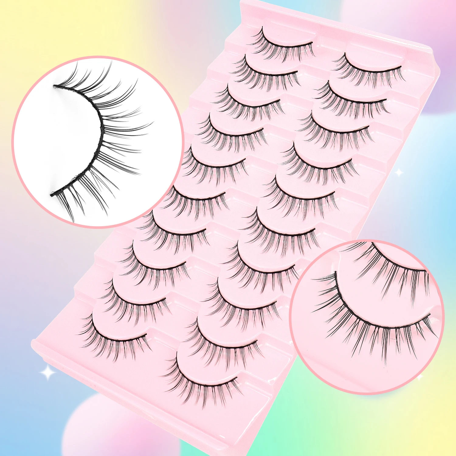 Comic Eye 10 paia di occhi ingranditi Ciglia finte stile naturale Little Devil Black Meme