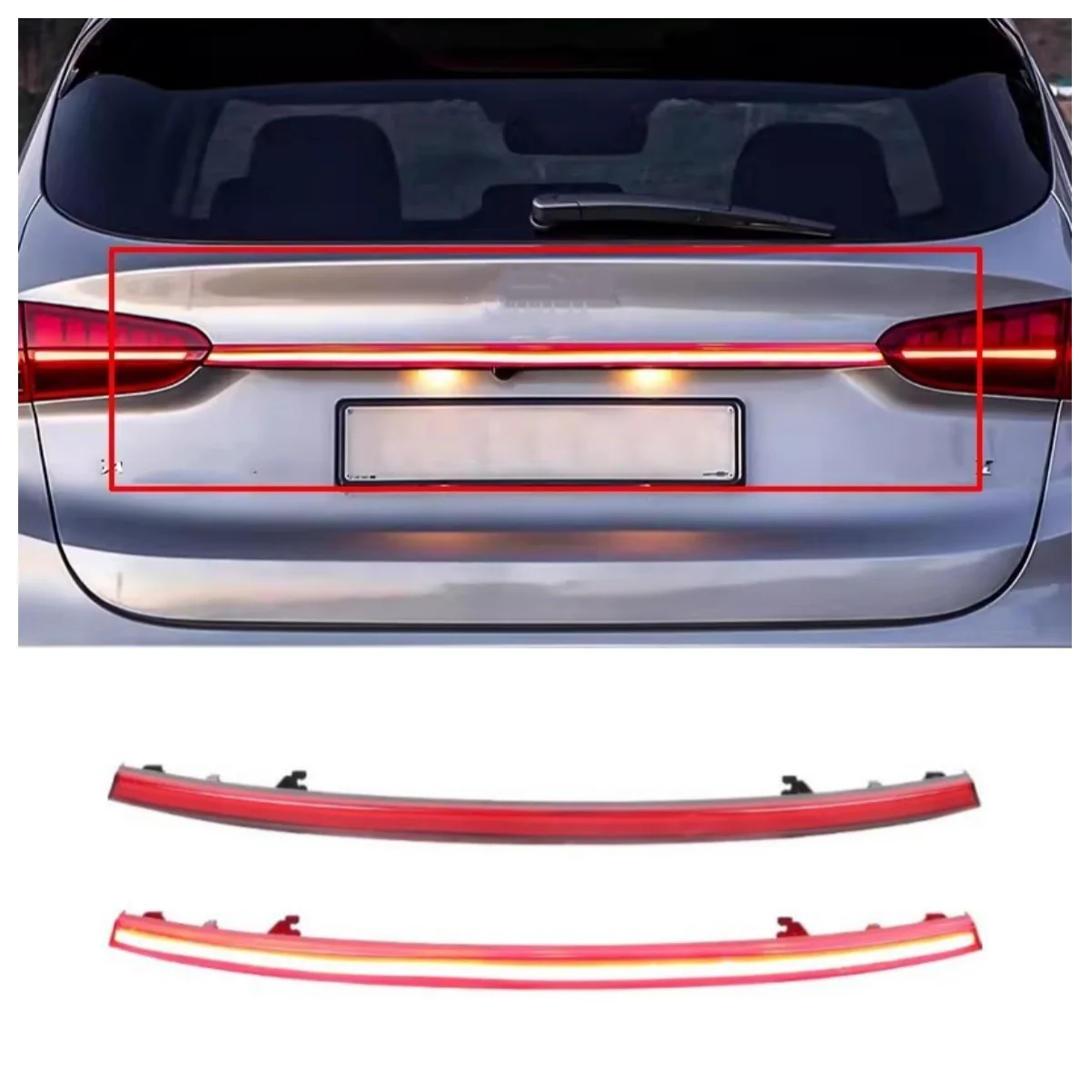 Through lamp for Hyundai SantaFe 20-22 modified Dynamic Rear Center Light Tail Light taillight strip