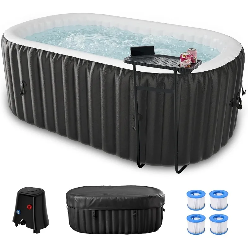 

DoCred Person Inflatable Hot Tub, Oval Blow Up Portable Hot Tub with 100 Bubble Jets