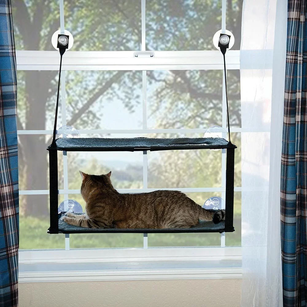 Balcony Cat Hammock Double-Layers Cat House Suction Cup Type Hanging Type Cat Hanging Basket Hanging Nest Cat Bed Window Pet Cat