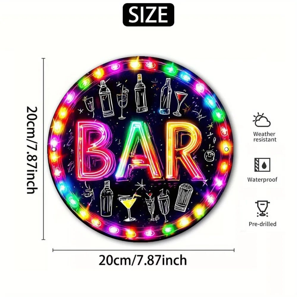 Acrylic Painting Neon Glow BAR Sign with Cocktail and Bottle Illustrations Colorful LED Effect Wall Decor for Home Bar Pub Club view 3