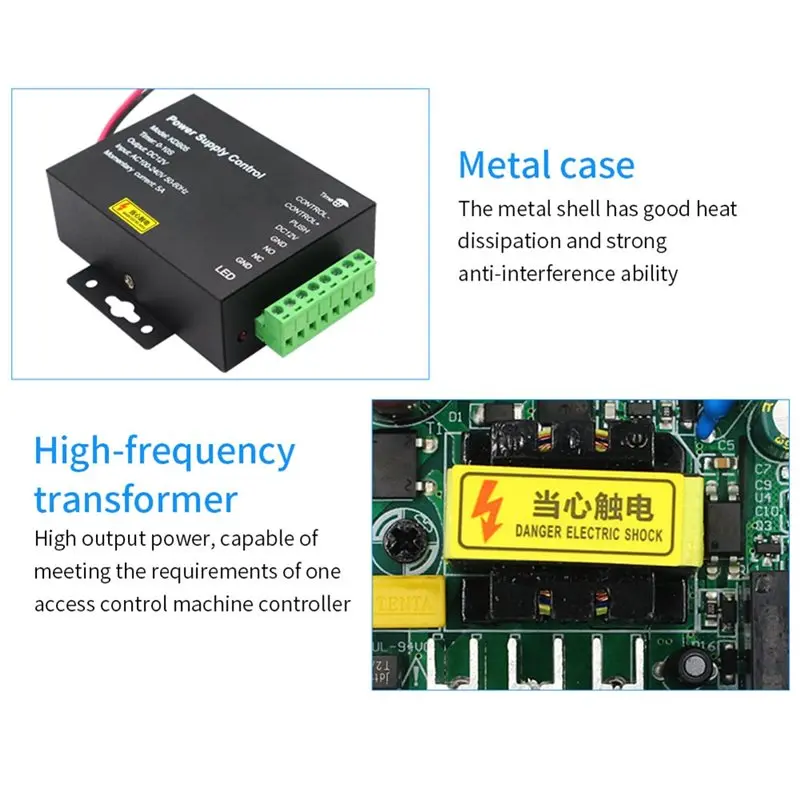 FEDI-DC 12V 5A Access Control Power Adapter Switch Power Supply Control AC 100-240V For Electric Lock RFID Door Access System