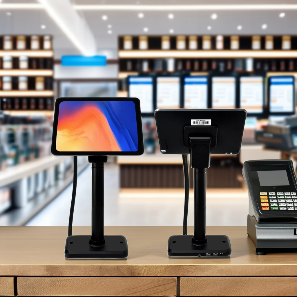 

LCD Waterproof and Dust-Proof Flat Screen Monitor Height Adjustable Customer Display Connect with Pos Machine