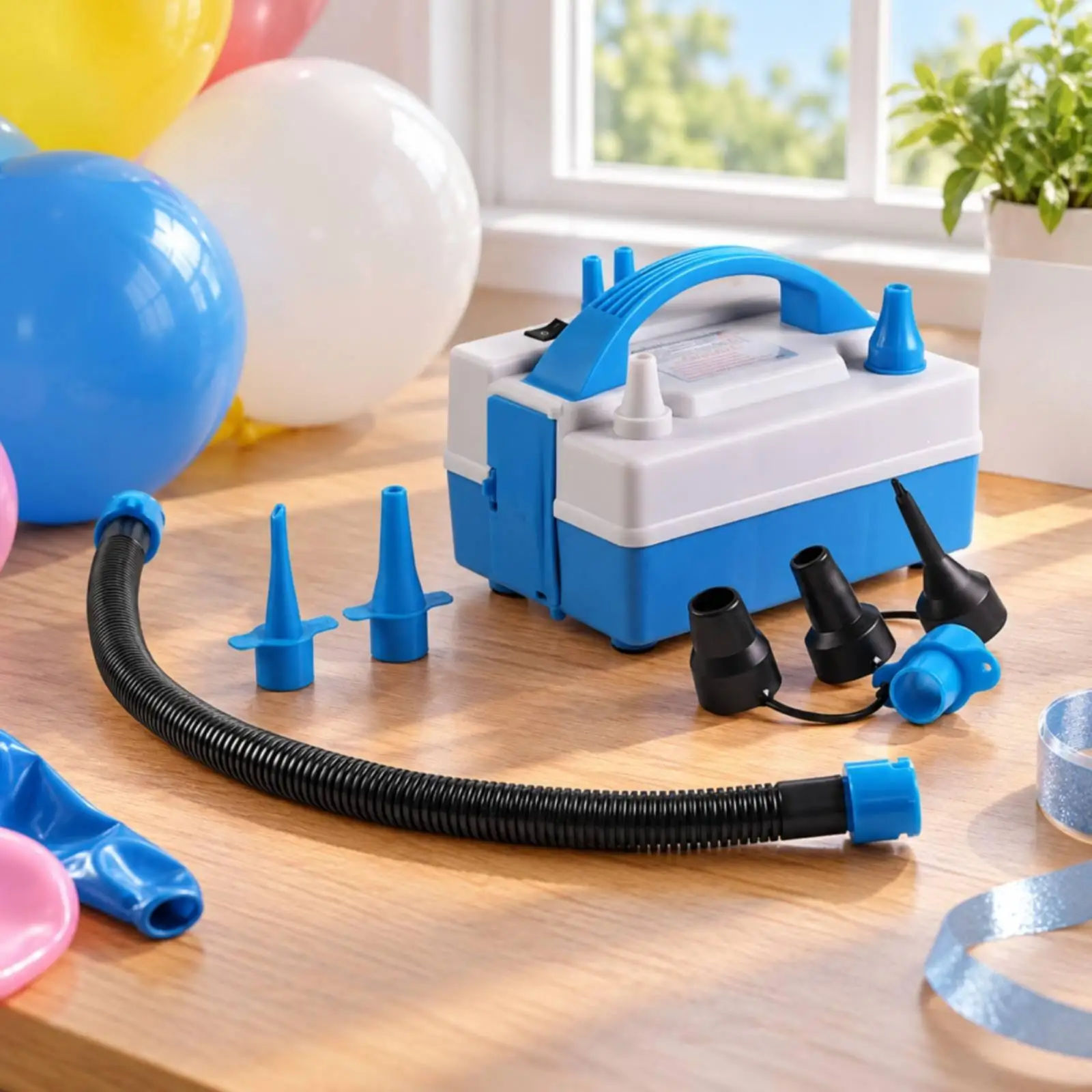 Electric Air Pump with Carry Handle and Hose for Inflatable Pool Floats Air Mattresses Balloons Home Use - view 3