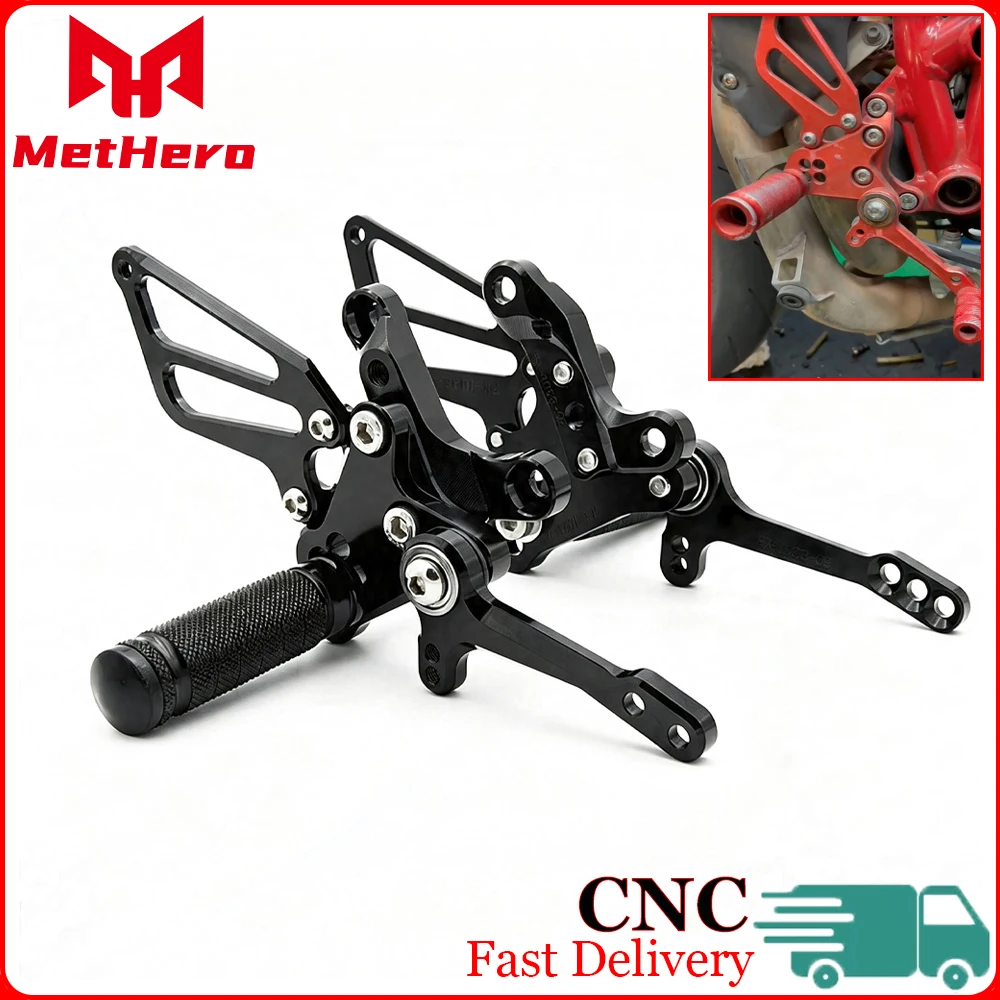 CNC Reversed Rearset Footpeg GP Shifter Adjustable Motorcycle Footrest Rear Set Foot pegs Fit For Ducati 1098 1098S 1198 848 EVO
