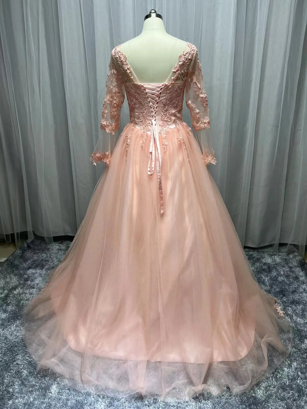 Vestido De baile De manga larga a la medida, quinceañera, graduación, Apliques De encaje, dulce 16, 15 años, 2022