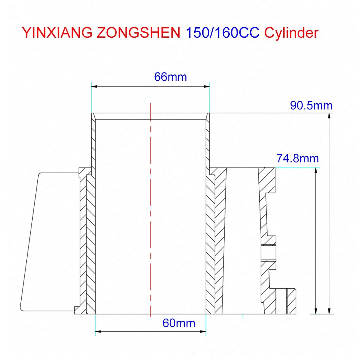 60MM 13MM 75MM YX150 YX160 Cylinder kit YinXiang ZongShen 150CC 160CC Engine Kaya Xmotos Apollo Tmax Pit Dirt  Bike Parts