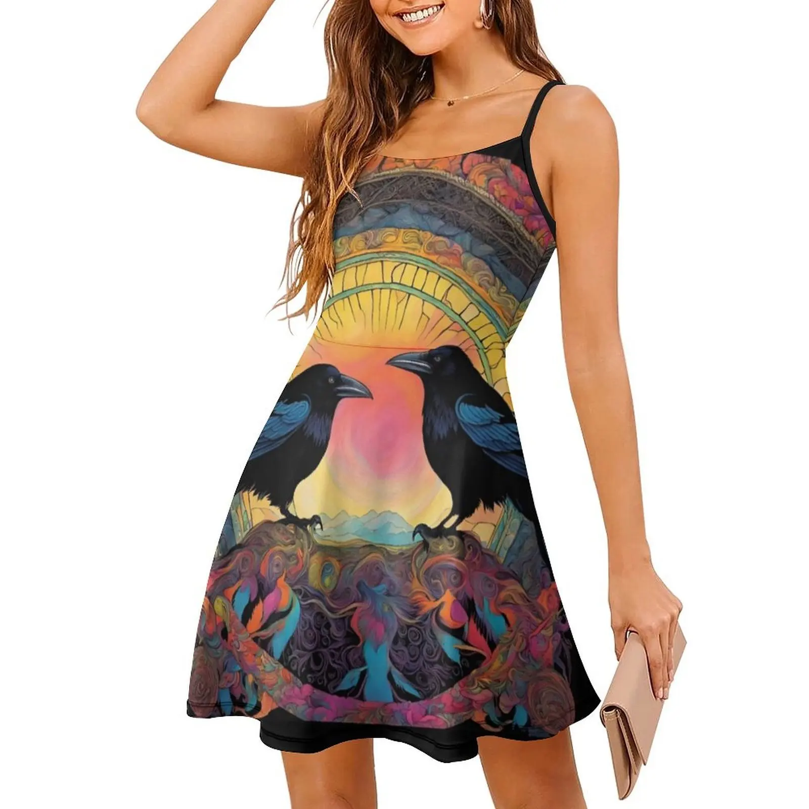 Odin's Ravens Boho Chic Dress - close-up view