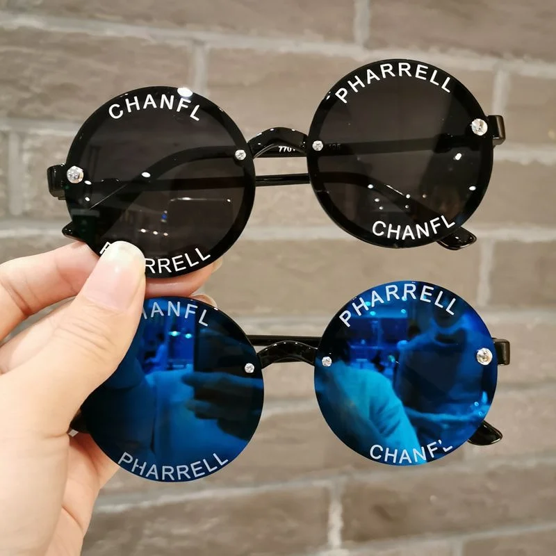 

New trend round frame children's Sunglasses baby middle and small children's letter glasses cool beast Sunglasses trendy man