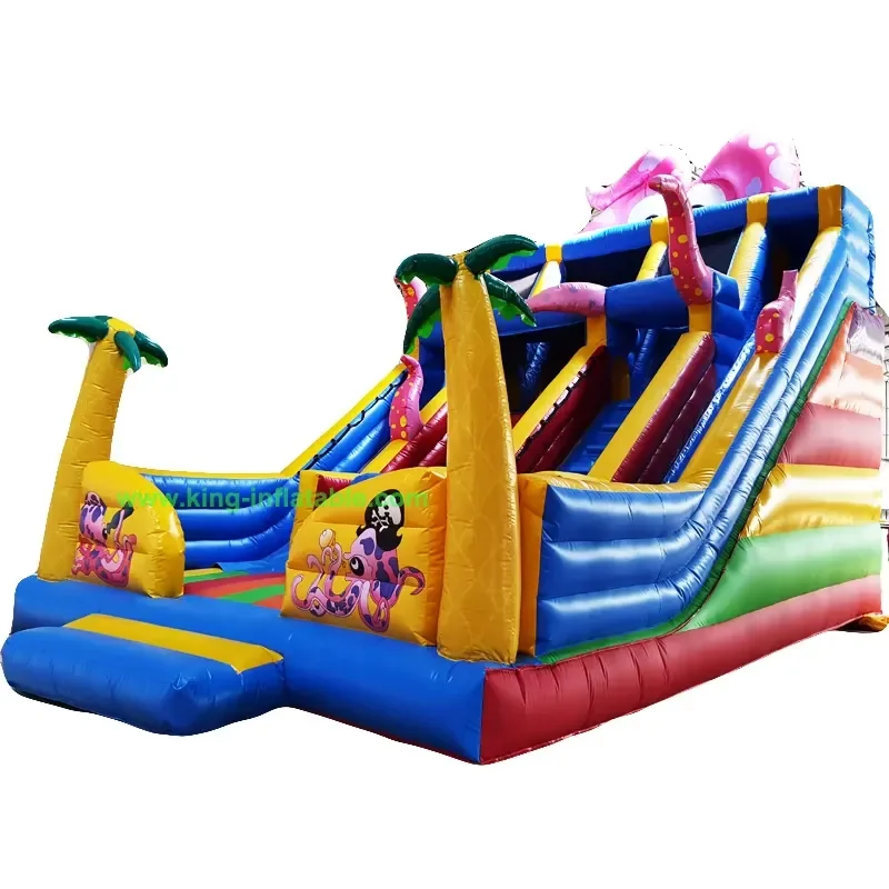 Cheap Price Inflatable Octopus Theme Double lane Dry Slide
