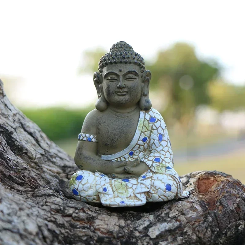 Miniature Buddha Statue Sculpture Idol Decorative Figurine Meditation Pose Home Decoration Accessories Living Room Fairy Garden