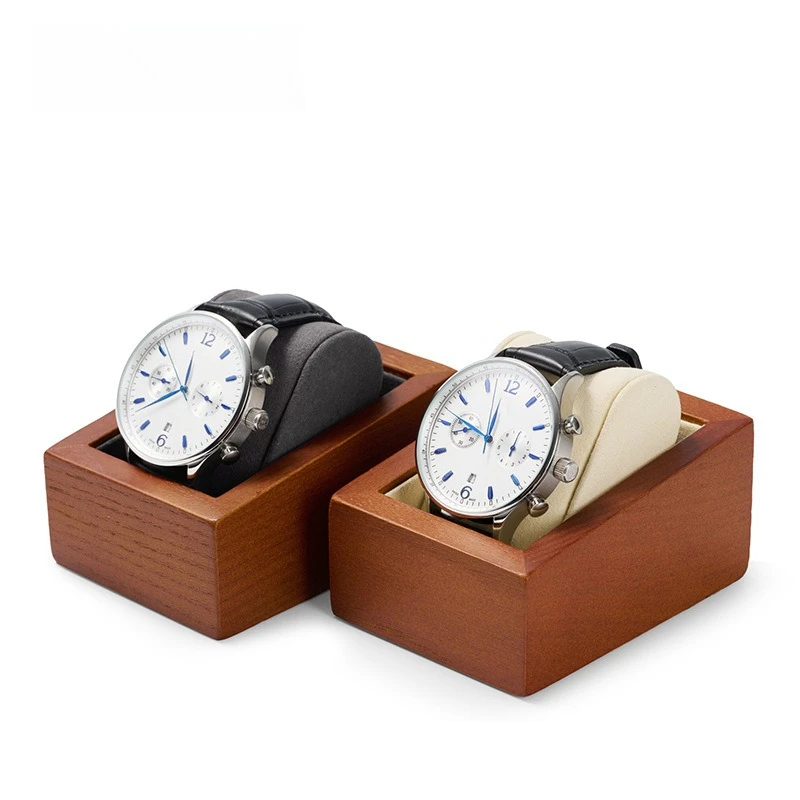 Luxury Wooden Watch Display Box Solid Wood Microfiber Pillow Couple Watch Stand