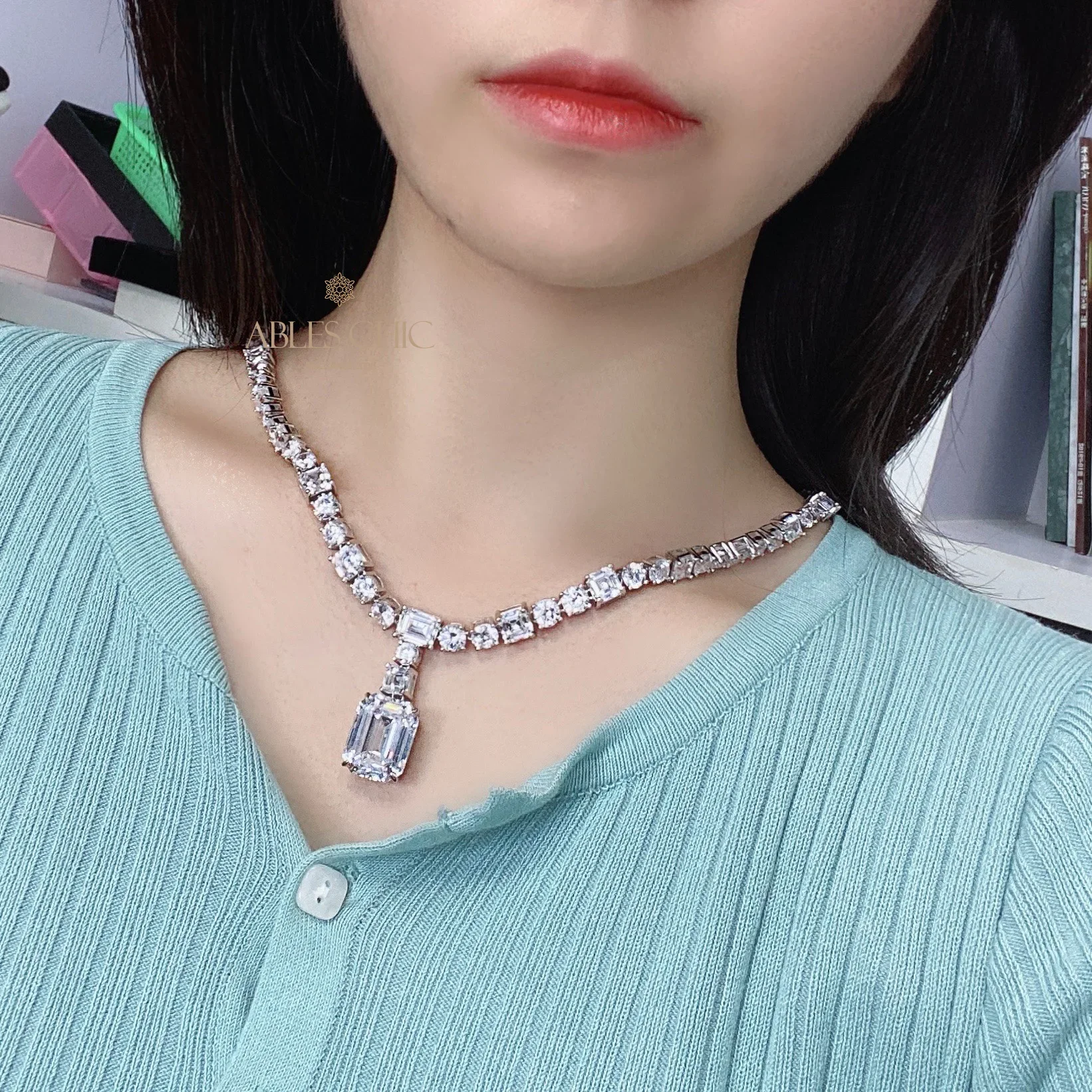 Solid 925 Silver Iced Out Bling Long Chain Pendant Simulated Diamonds 5A Zircon Gigantic Charm Necklaces S2R1S2P0566