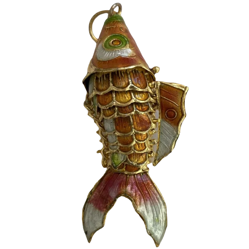 Cloisonne Enamel Vintage 2.36 inch Large Fish Charms for Necklaces Keychain DIY Jewelry Making Chinese Animal Pendants