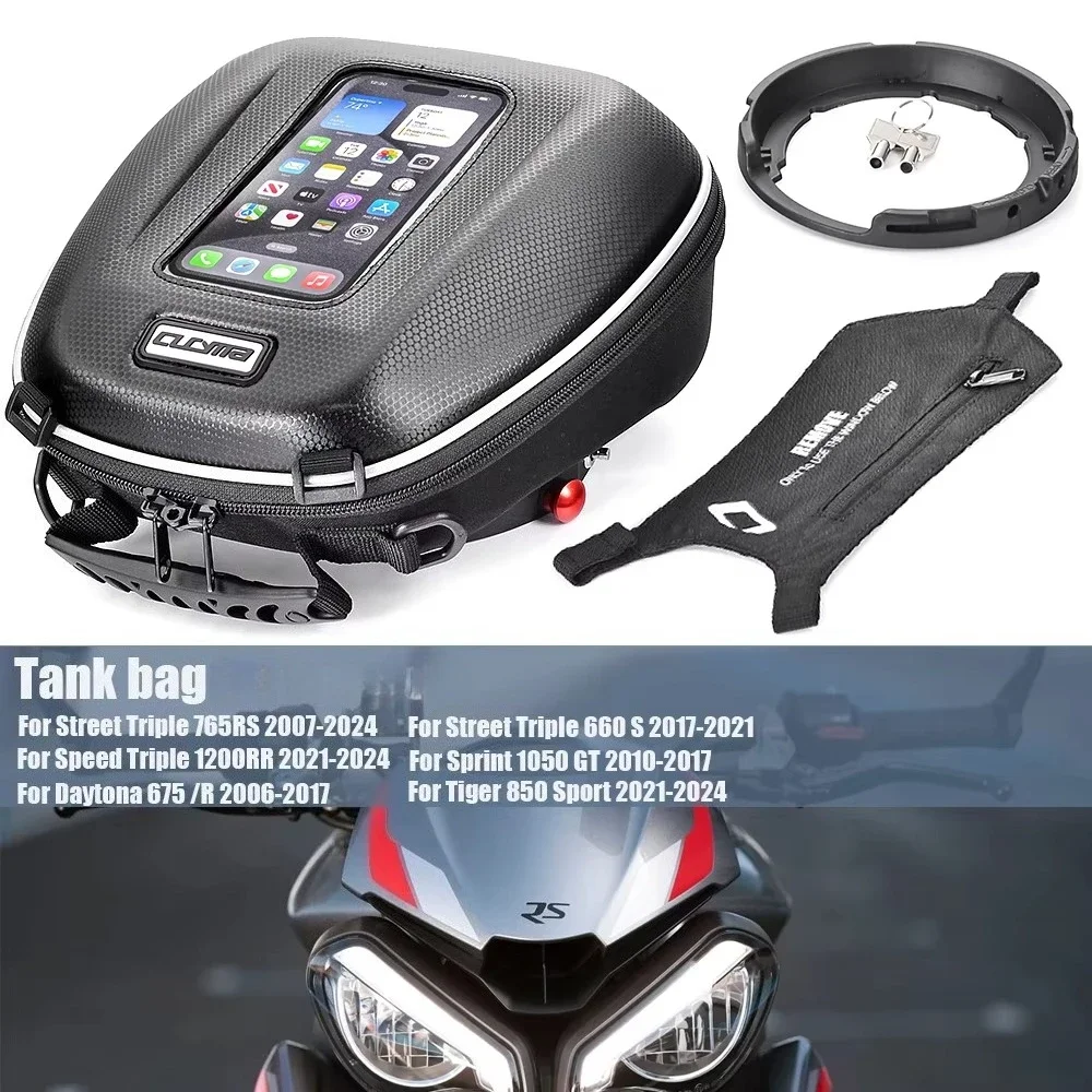 Tank Bag For Street Triple 765 Speed Triple 1050 Daytona 675 Sprint Trident 660 Tiger 1200 900 800 Motorcycle Quick Lock Luggage