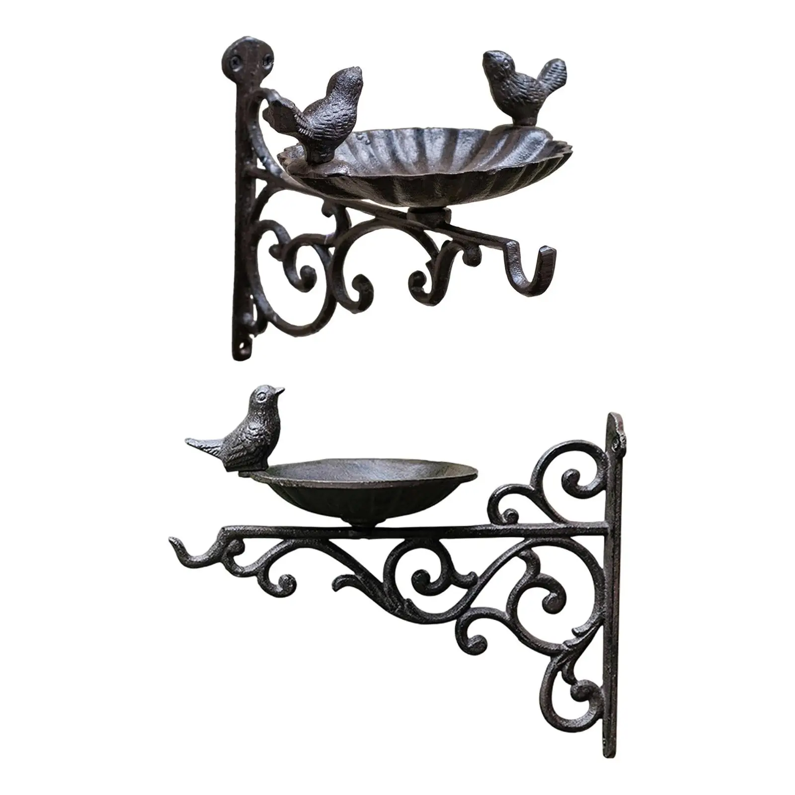 

Кормушка для птиц, универсальная сверхмощная деревенская милая металлическая кормушка с подвесным кронштейном, ванна для птиц для палубы, деревянные заборы, настенный декор для балкона