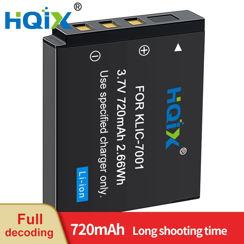 

HQIX for Kodak M320 M340 M341 M753 M763 M853 M863 M893 M1013 M1063 M1073 V550 V610 V705 V570 Camera KLIC-7001 Charger Battery