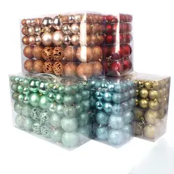 100PCS High-quality Plastic Christmas Ball Set 18 Colors Suspensable Xmas Ornament Ball 8cm Xmas Baubles Storefront