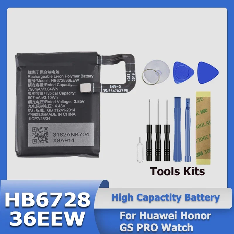 XDOU HB351329ECW HB522025EFW HB672836EEW  Battery For Huawei Watch Band Honor Glory Bracelet 3 5 GT3 GS 42MM Pro + Tooi Kit