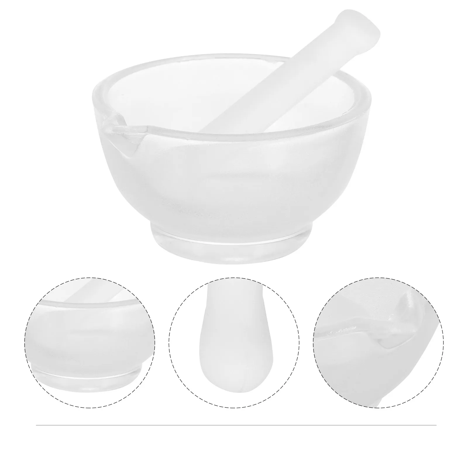 Juego de Mortero y Maja de Vidrio Profesional, Resistente, para Cocina o Laboratorio, para Moler Especias, Hierbas, Ajo, Medicamentos y Píldoras