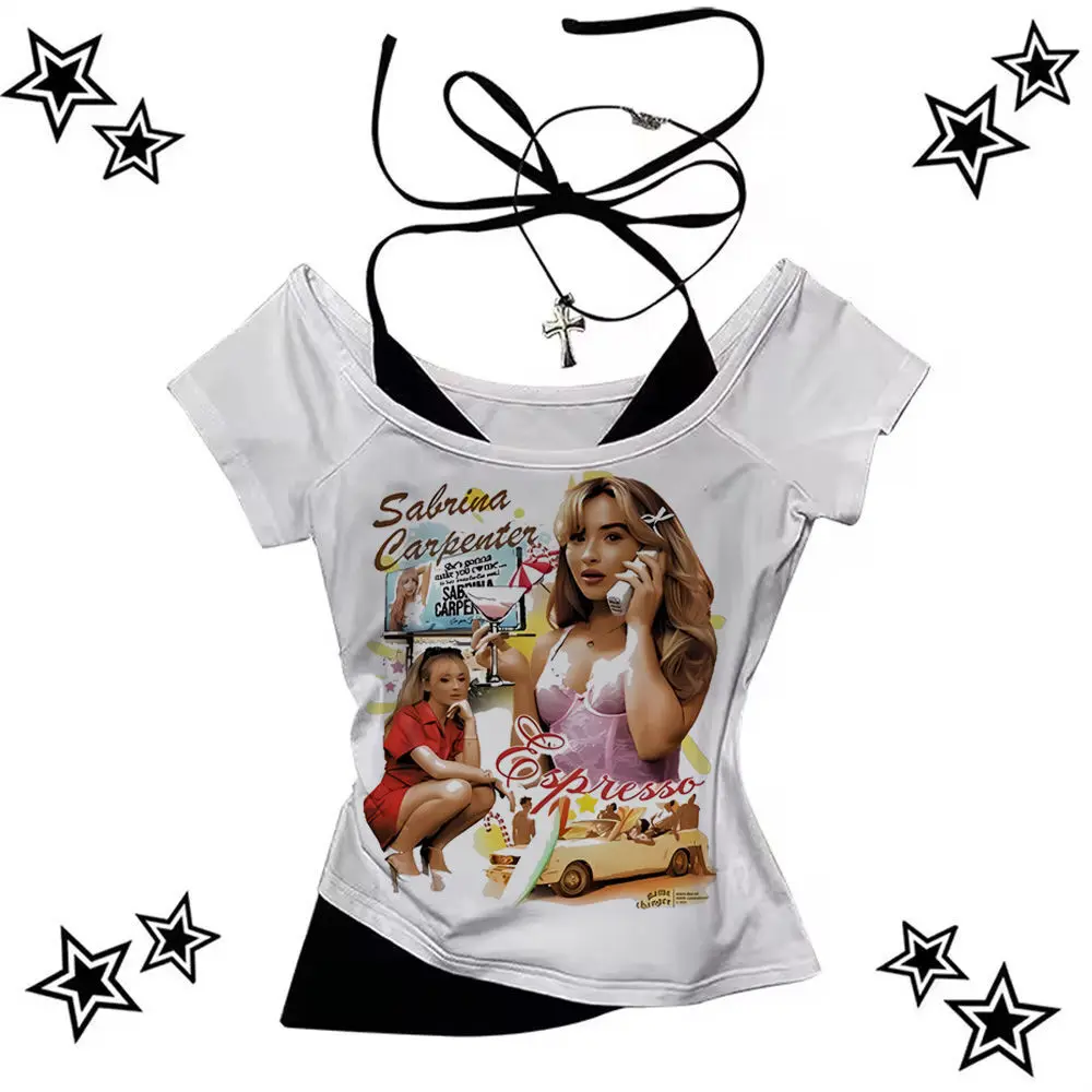 Sabrina Carpenter t-shirt girl korean clothes University graphic Gothic Trendy t-shirt Trendy Grunge Graphic Vintage Pop Culture