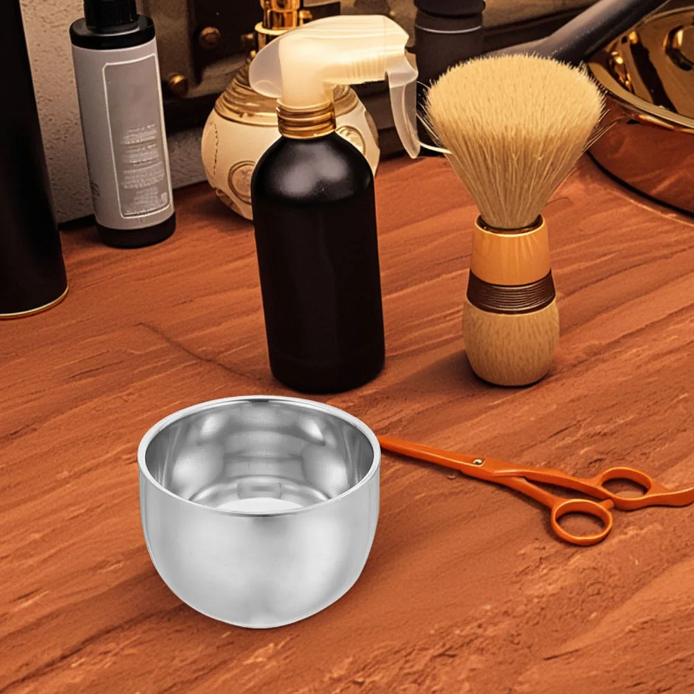 

2pcs Double Layer Stainless Steel Foam Bowl Unbreakable Metal Mug Heat Insulation Travel Home Use Lather Container Shaving
