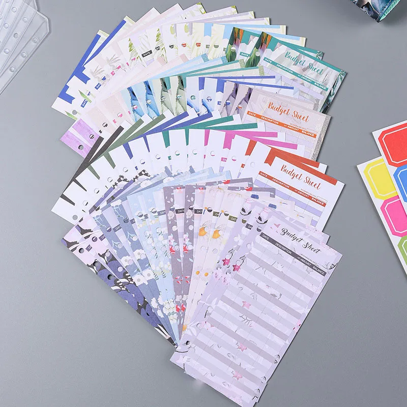 4 Estilos de Hojas de Recambio A6 de 6 Anillas para Planificador de Presupuesto, Hojas de Seguimiento de Gastos para Carpeta de Anillas
