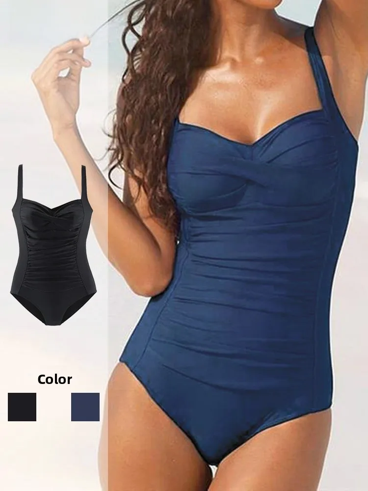 

Sexy One-Piece Swimsuit for Women plus Size Conservative Retro Slimming High-End Feeling Hot Tub Suitable Nylon Spandex Material