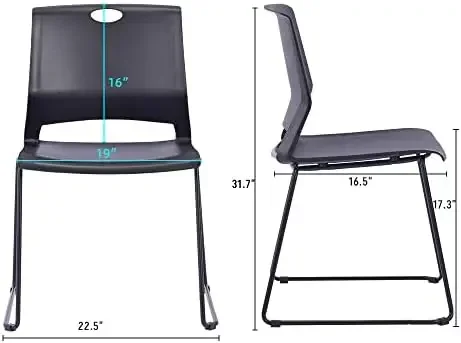 Black Stacking Chairs Set of 4, Stackable Chairs for Waiting Room | breakroom chairs, church chair, seating for