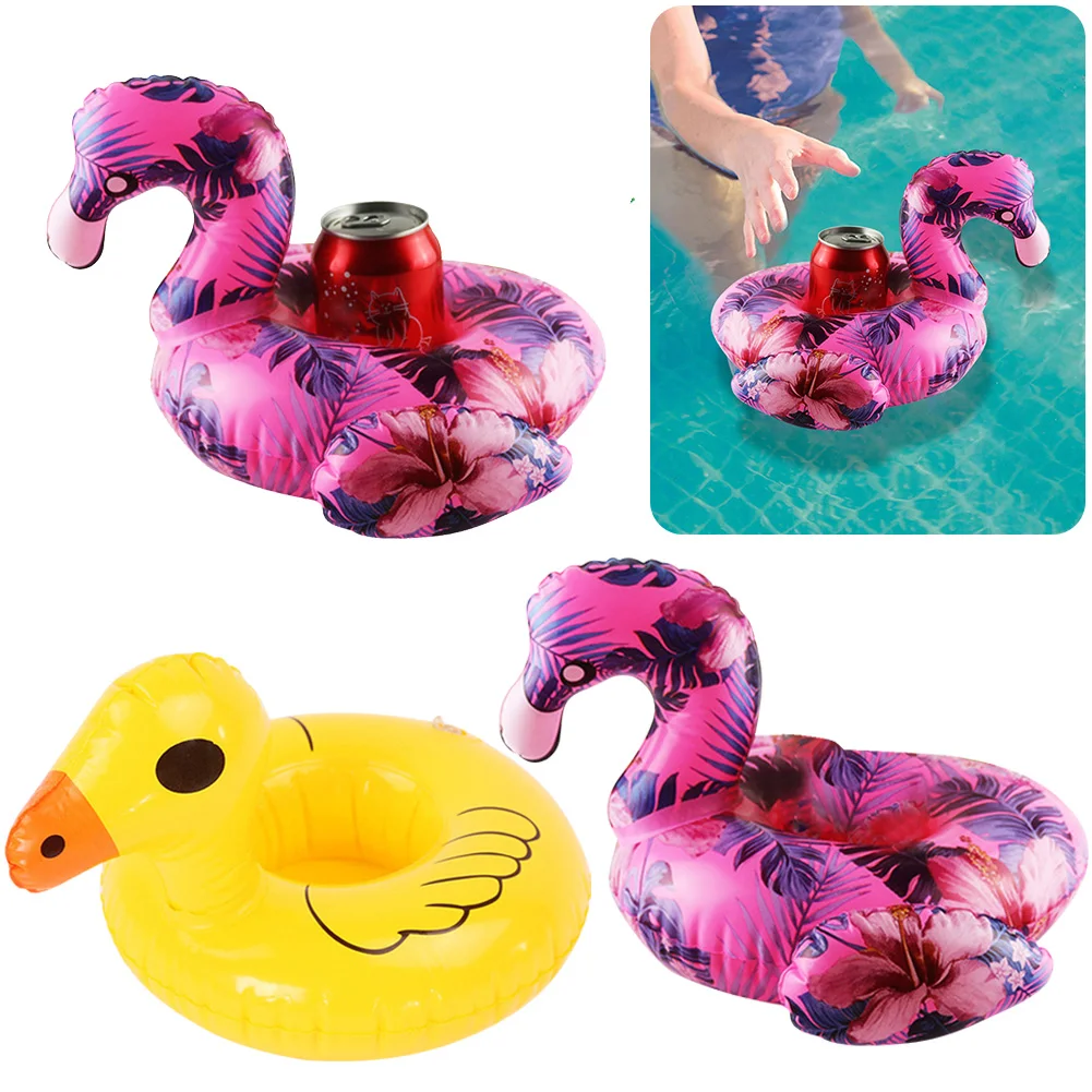 1-3pcs Floating Cup Inflatable Flamingo duck Drinks Cup Holder Pool Float Bar Coasters Floatation Devices Pink Toy Drink Hold